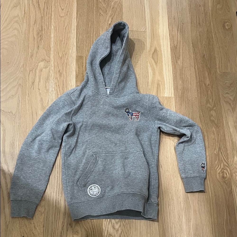 Kids Gray GOAT Hoodie with Embroidered Design